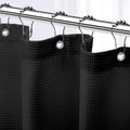 Neaterize Stall Shower Curtain Black - Hotel Style Black Shower Curtains For Bathroom With Waffle Design, 36X72 Inches - Fabric