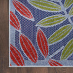 Nourison Aloha Indoor/Outdoor Navy Multicolor 7'10' X 10'6' Area Rug, Easy Cleaning, Non Shedding, Bed Room, Living Room, Dining Room, Backyard, Deck, Patio (8X11)