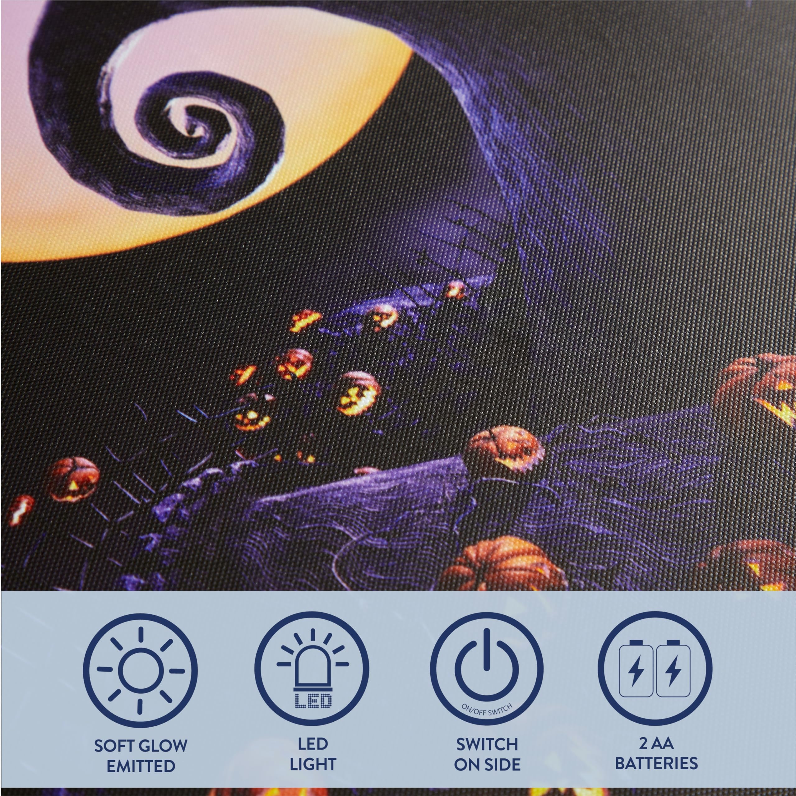Idea Nuova Nightmare Before Christmas Led Light Up Canvas Wall Art Featuring Jack Skellington, 11'' W X 14'' H