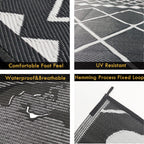 Rurality Outdoor Rugs 9X12 For Patios Clearance,Large Waterproof Rug For Deck,Backyard,Balcony,Plastic Straw Mats For Camping,Reversible,Geometric