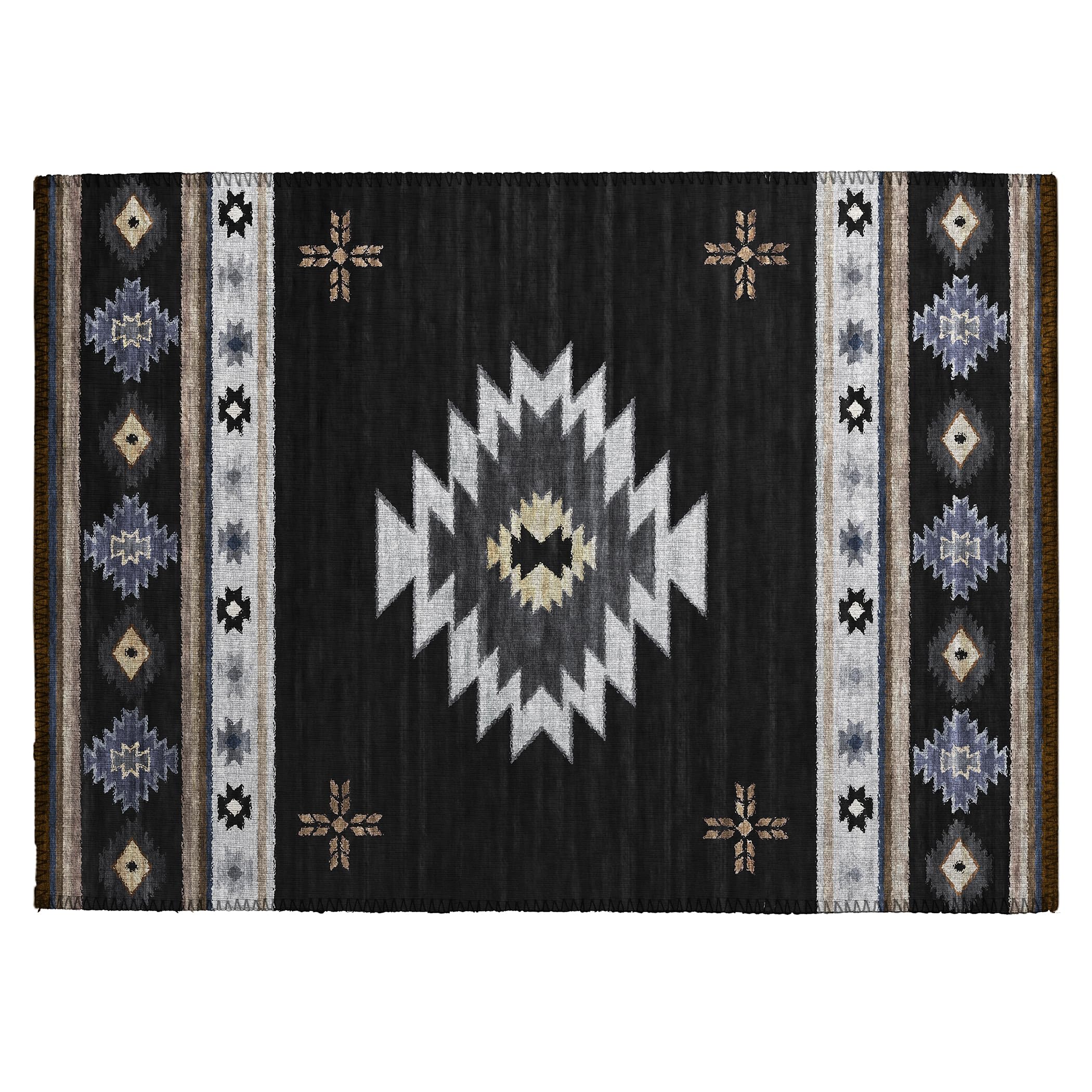 Dalyn Rugs Phoenix Ph4 Black Washable 2'6" X 3'10" Indoor Outdoor Area Rug, Easy Clean, Machine Washable, Non Shedding, Bedroom, Living Room, Dining Room, Kitchen, Patio Rug