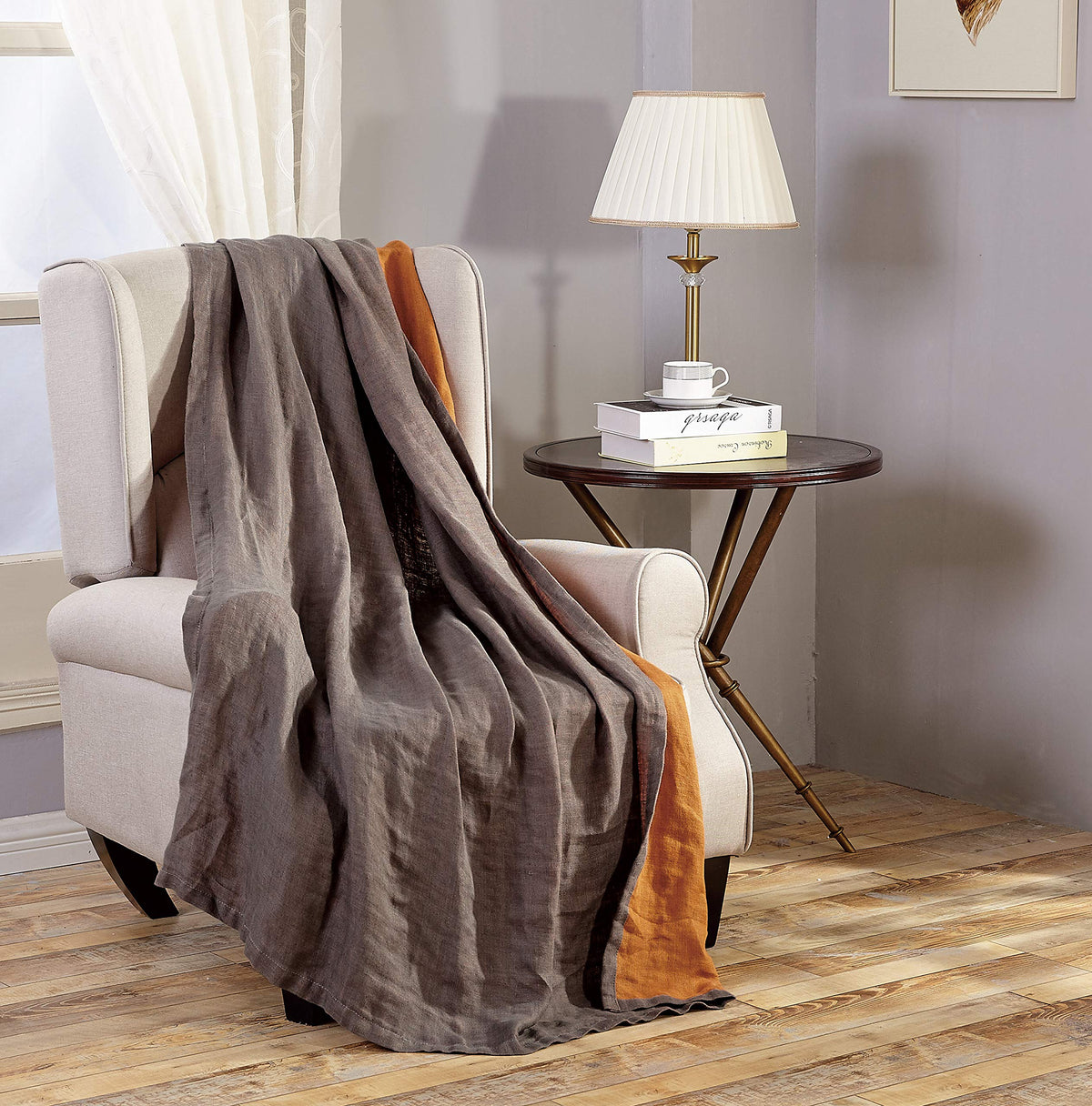 Chezmoi Collection Brussels 100% Belgian Flax Linen Throw Blanket For Couch, Bed - Super Soft Lightweight Cozy Breathable Pre-Wa