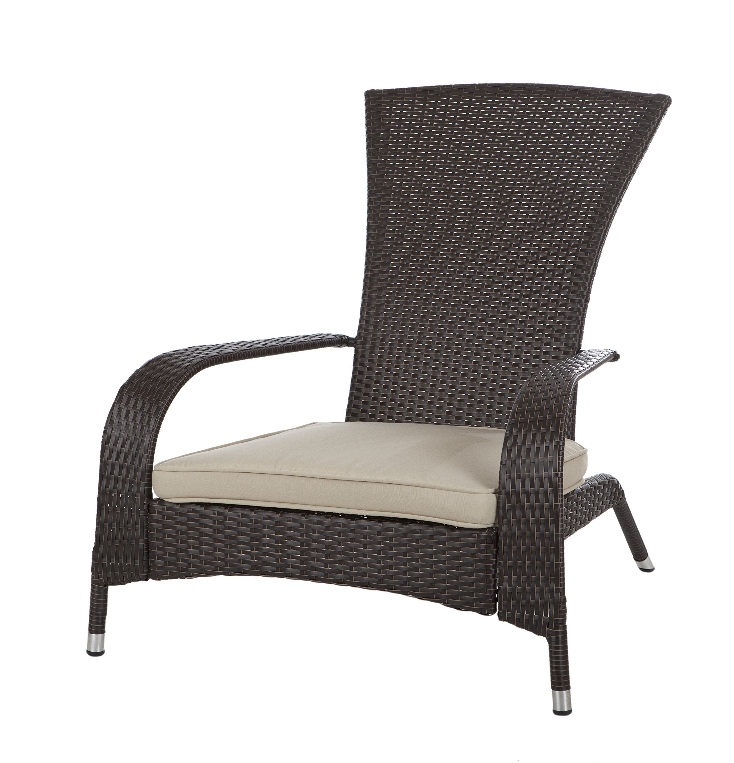 Patio Sense 62172 Deluxe Coconino Wicker Lounge Chair All Weather Wicker Armchair Lightweight Durable Adirondack Style Includes 