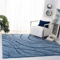 Safavieh Florida Shag Collection Area Rug - 8 Square, Light Blue & Blue, Non-Shedding & Easy Care, 1.2-inch Thick Ideal for Hig