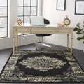Nourison Grafix Black 53 x 73 Traditional Area-Rug, Modern, Easy-Cleaning, Non Shedding, Bed Room, Living Room, Dining Roo