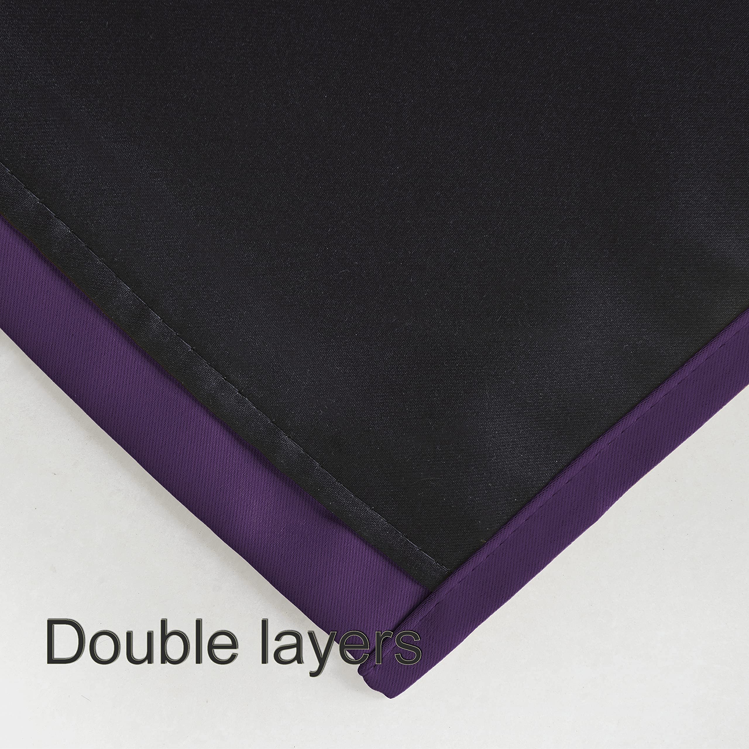 Lemomo 100% Blackout Curtains 52 X 95 Inch/Purple Curtains 2 Panels With Black Lining Room Darkening Thermal Insulated Bedroom C
