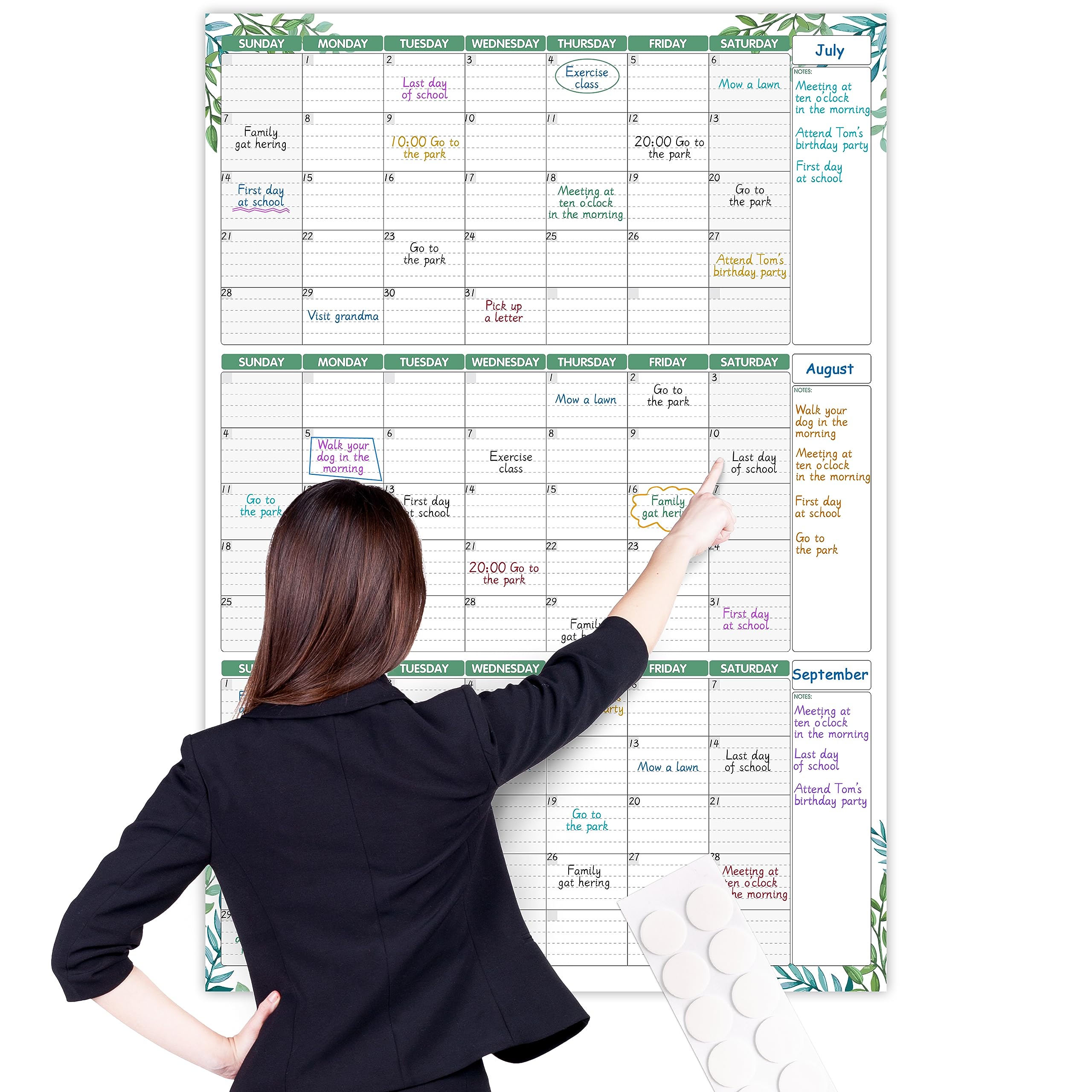 Large Dry Erase Calendar For Wall - Undated 3 Month Wall Calendar, 28' X 40', Erasable & Reusable Laminated White Board Calend