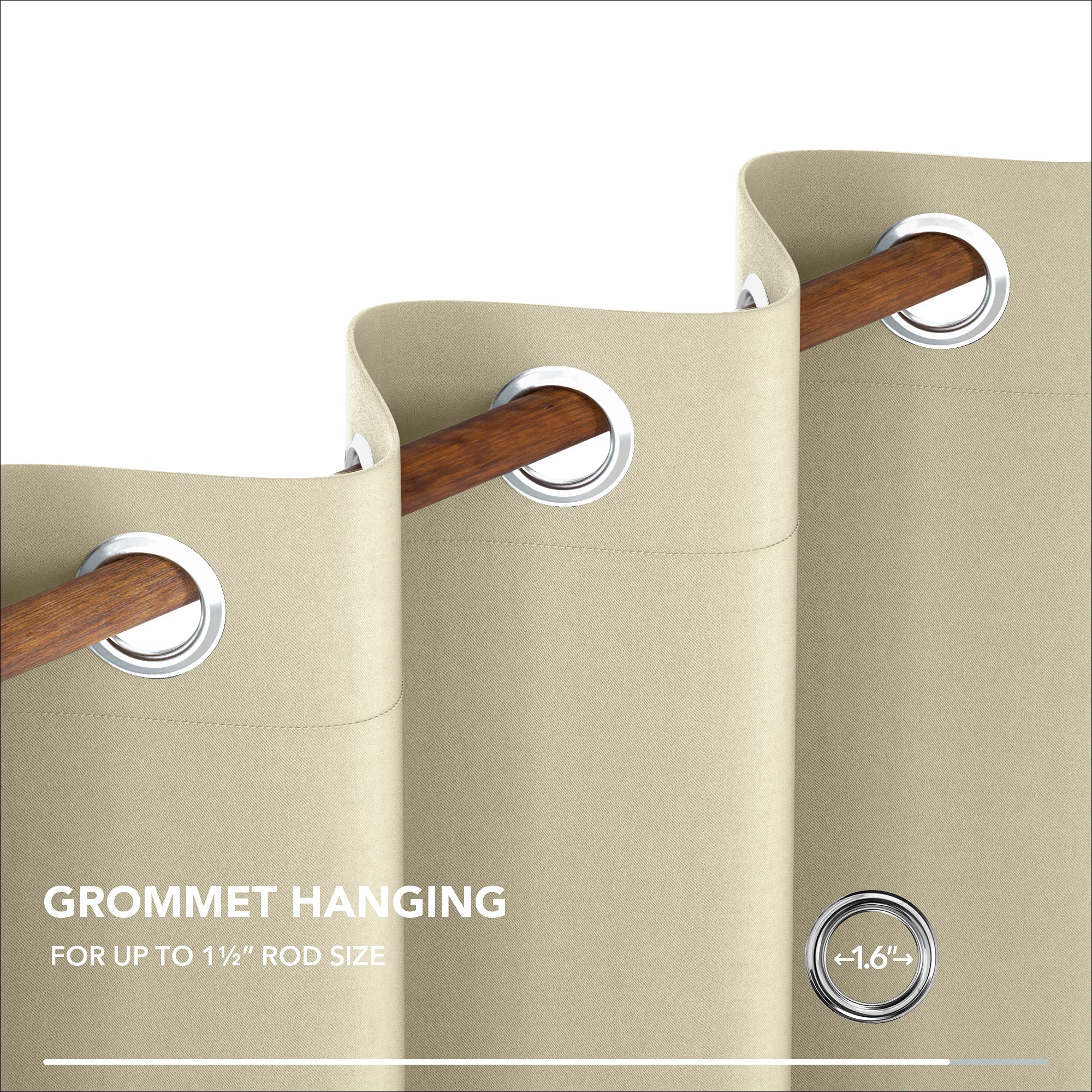 Deconovo Blackout Grommet Curtains ?Thermal Insulated, Noise-Reducing, Sustainable & Easy-Care Drapes For Bedroom, Living Room & Office ?Oeko-Tex Certified, Beige, 42W X 63L Inch (Set Of 2)