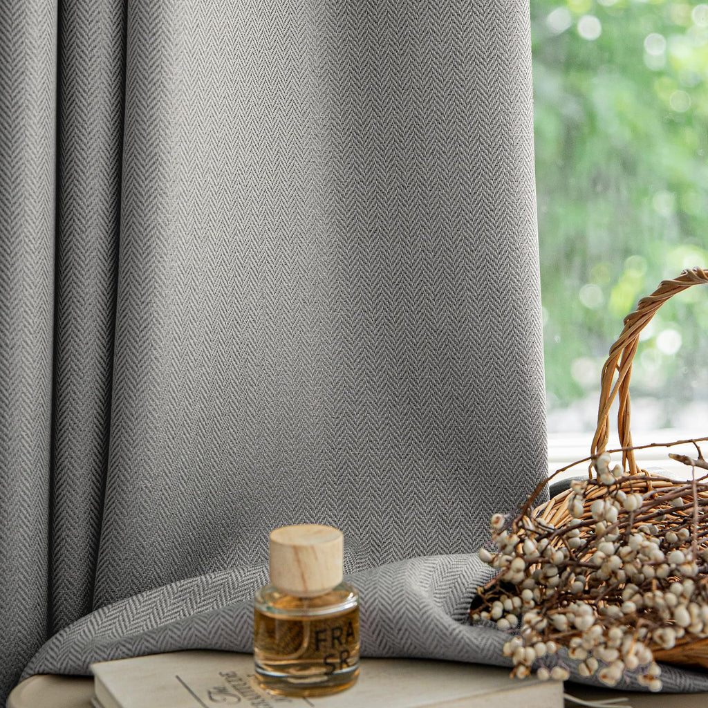 Jinchan Room Darkening Curtains For Bedroom Herringbone Curtains 96 Inch Length For Living Room, Modern Farmhouse Curtains Windo