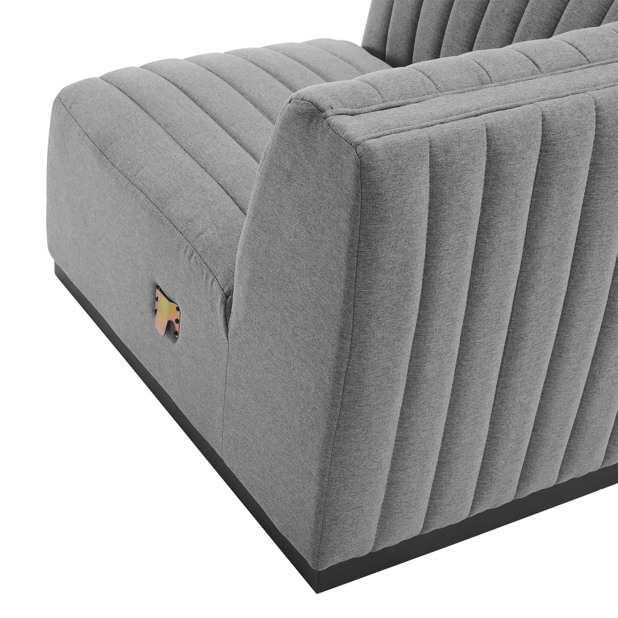 Modway Conjure Modern Channel Tufted Fabric Left Corner Chair In Gray