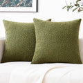 Mixhug Decorative Boucle Throw Pillow Covers, Olive Green, 18 X 18 Inches, Pack Of 2 - Textured Boho Pillow Covers For Couch And