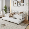IDEALHOUSE Twin Daybed with Trundle, Metal Trundle Bed, Sofa Bed Frame, Heavy Duty Metal Slats, for Living Room, Bedroom, Guest 