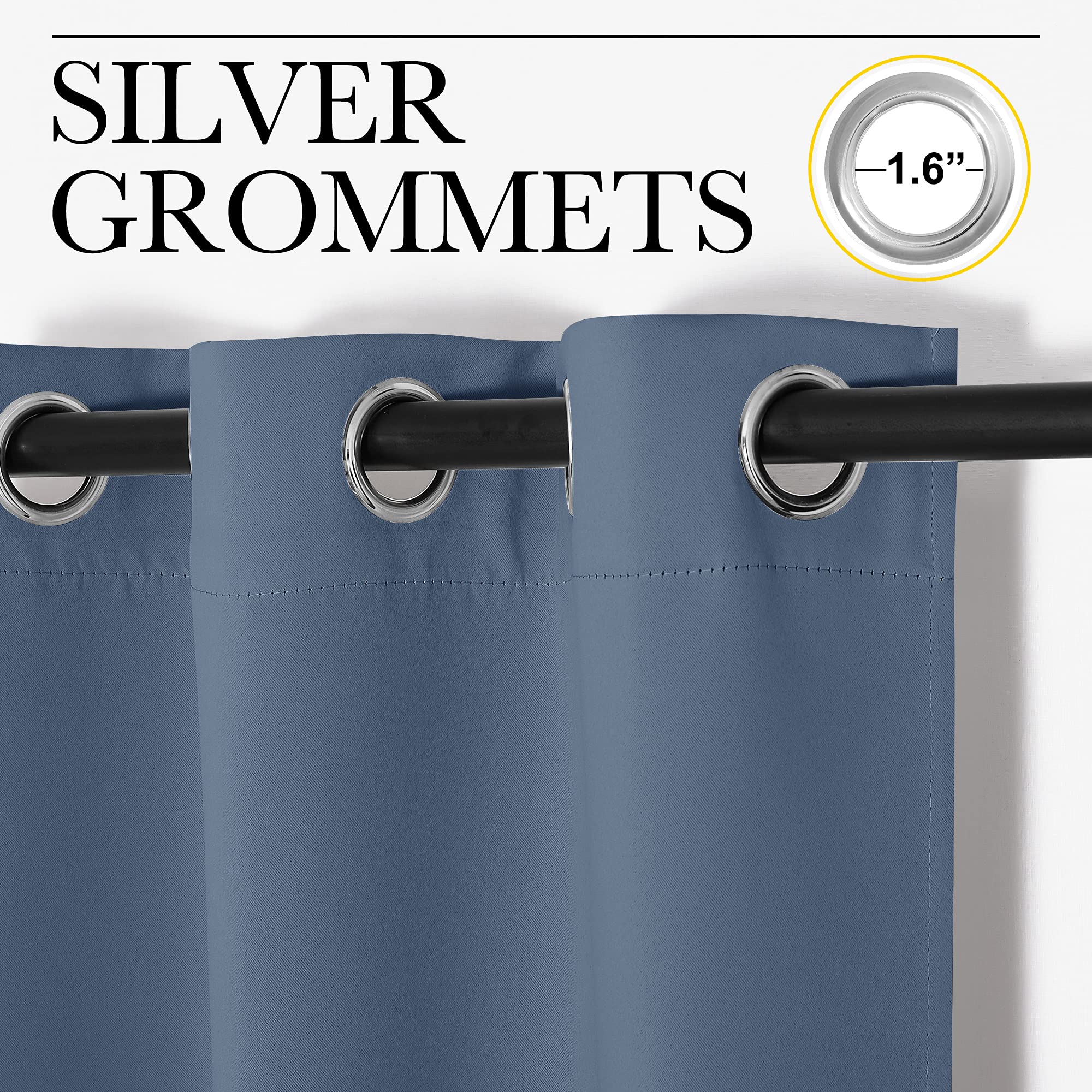 Nicetown Lower Noise Room Divider Curtain Screen Partitions, Blackout Sound Reducing Room Curtain Panel For Doorway/Glass Window/Sliding Door/Patio (Stone Blue, 1 Panel, 84' Tall X 120' Wide)