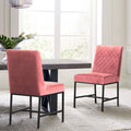 Armen Living Napoli Modern Dining Room Accent Chair for Kitchen Table Home Office Desk, Set of 2, Pink