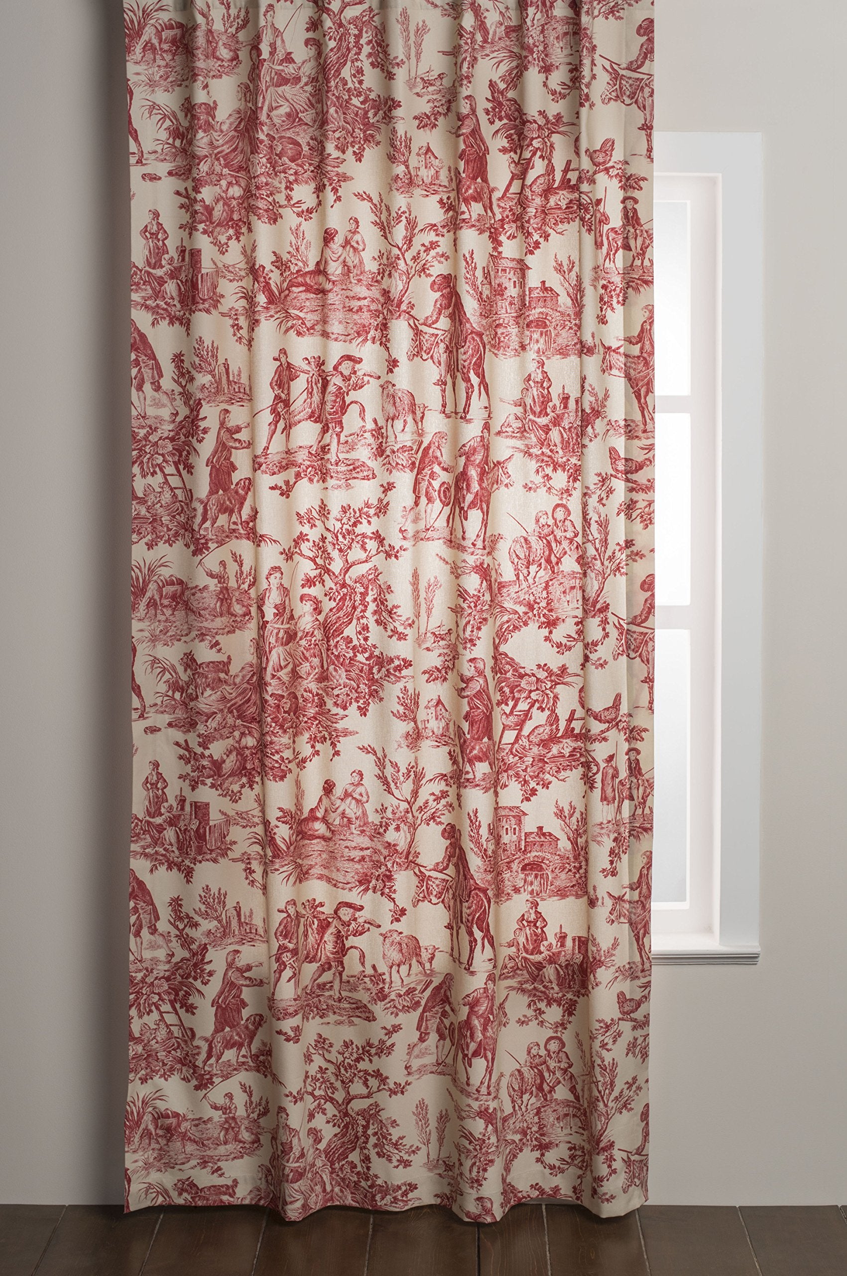 Maison D' Hermine 100% Cotton Curtain - 50'X108' Red Decorative Curtain - Aesthetic Curtains For Farmhouse, Kitchen & Bedroom