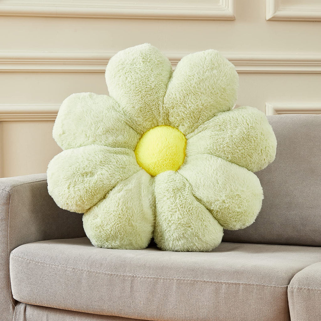 Ailive 21.6In Large Cute Green Flower Pillow Daisy Flower Throw Pillow Floor Pillow Seating Chair Cushion Decorative Pillow Mini