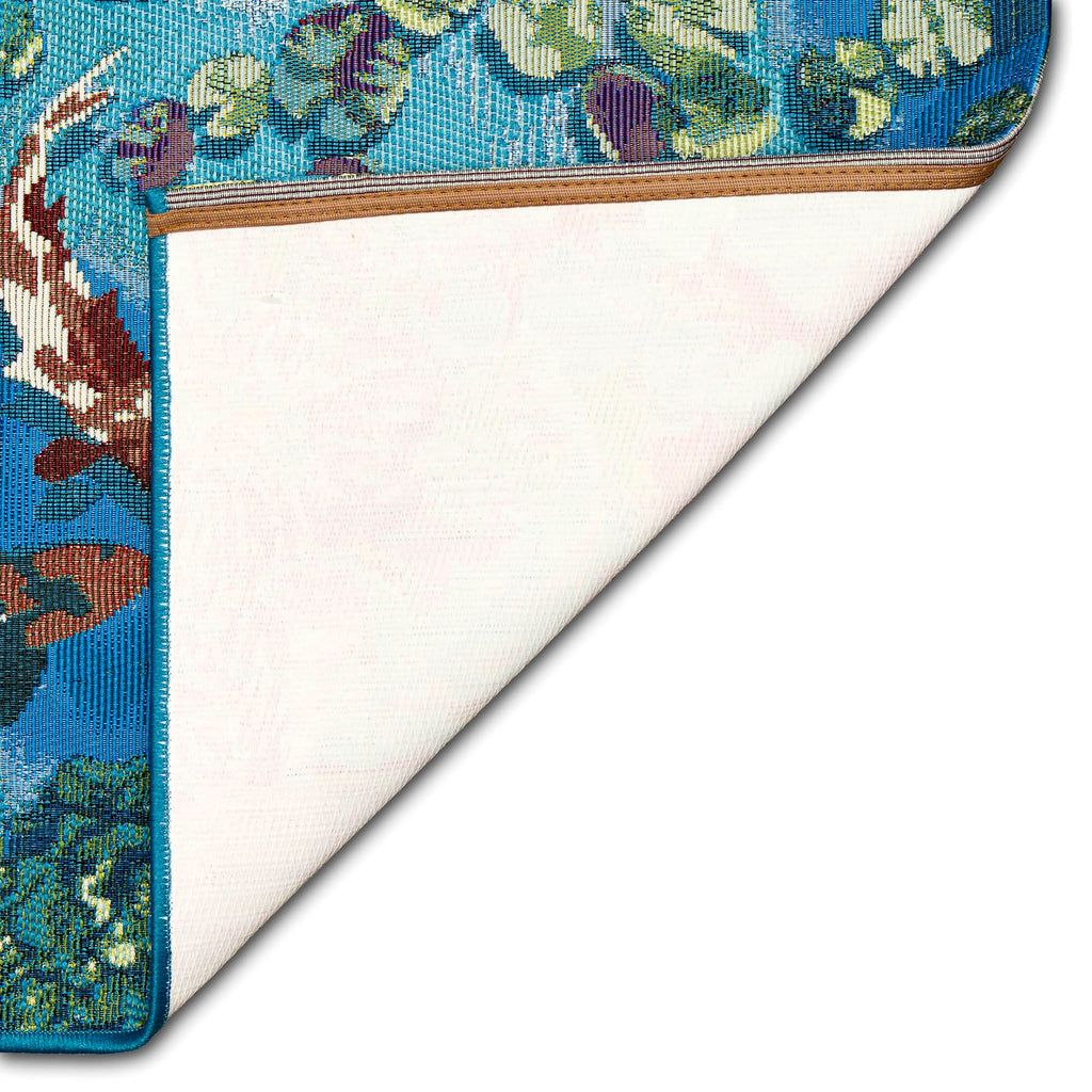 Liora Manne Esencia Machine Washable Non-Slip Low Profile Indoor/Outdoor Mat-Transitional, Whimsical, Fish, Nature, Koi Pond Aqua 2' X 2'10'