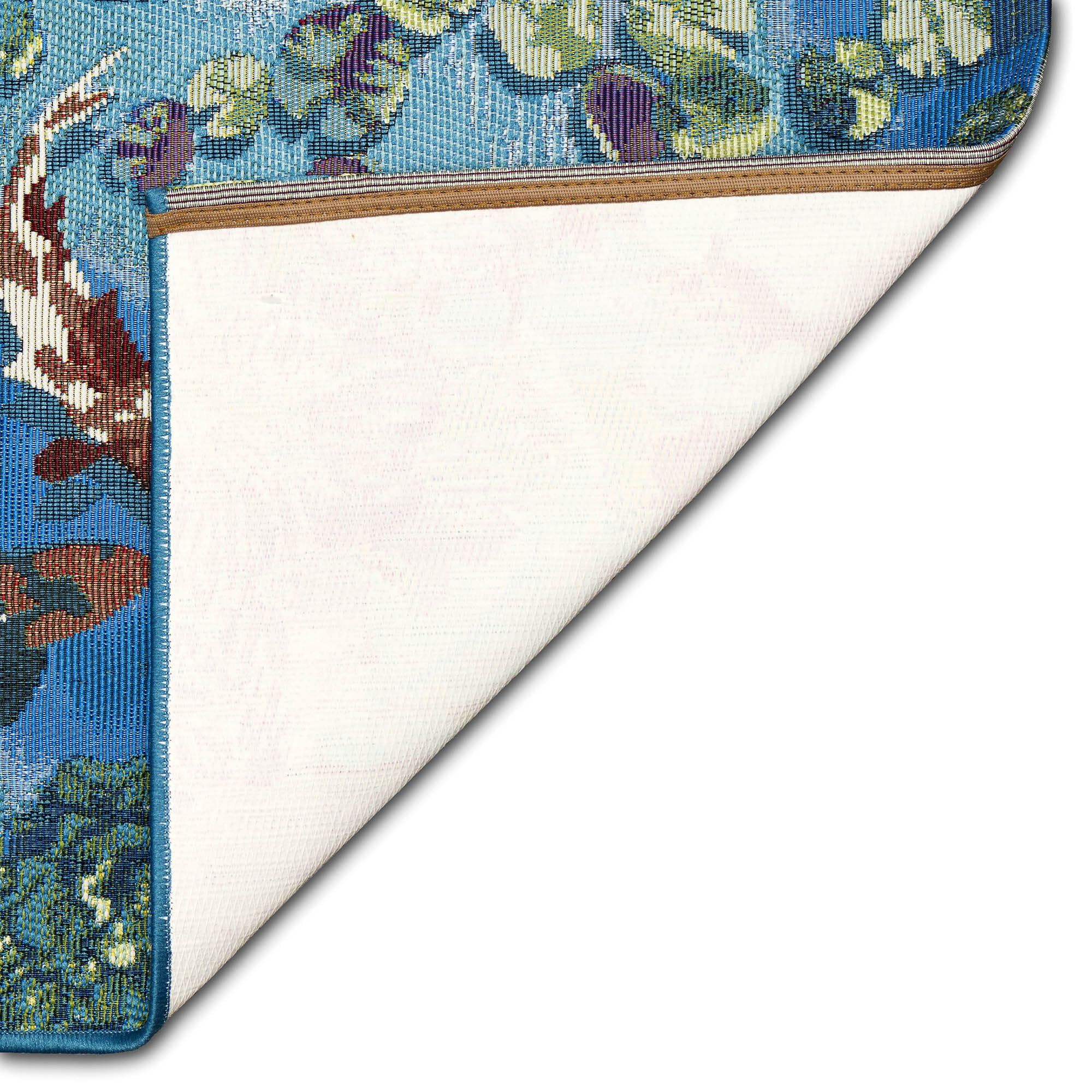 Liora Manne Esencia Machine Washable Non-Slip Low Profile Indoor/Outdoor Mat-Transitional, Whimsical, Fish, Nature, Koi Pond Aqua 2'5' X 3'11'