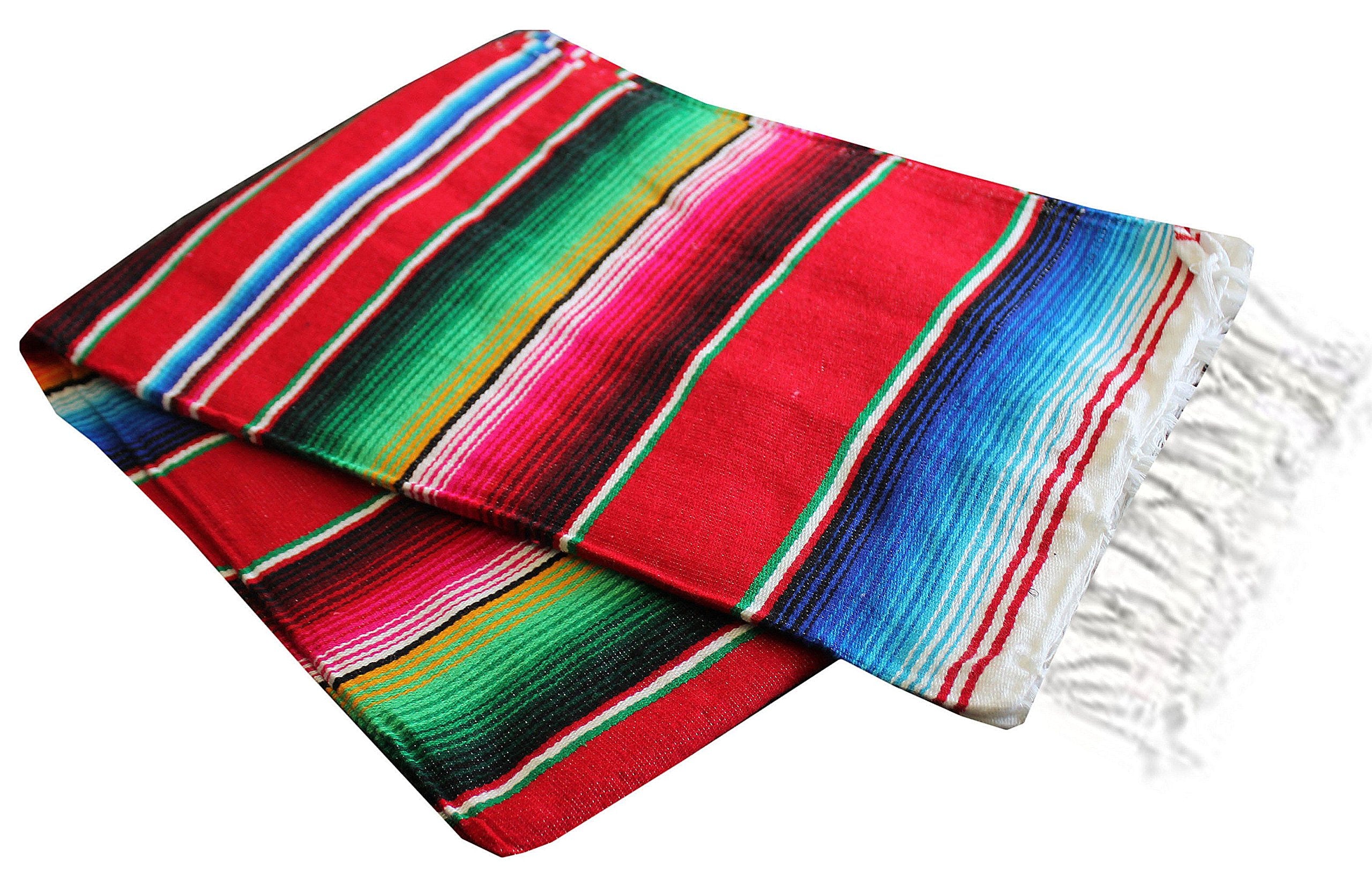 Del Mex Mexican Serape Blanket (X-Large, Red)