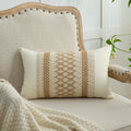 Mayler Yee Throw Pillow Covers 12 X 20 Inch 1Pc For Farmhouse Living Room, Cotton & Burlap Textured Striped Woven Boho Pillow Co