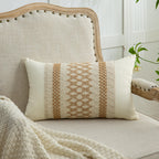 Mayler Yee Throw Pillow Covers 12 X 20 Inch 1Pc For Farmhouse Living Room, Cotton & Burlap Textured Striped Woven Boho Pillow Co