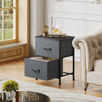 Wlive Nightstand, 2 Drawer Dresser For Bedroom, Small Dresser With 2 Drawers, Bedside Furniture, Night Stand, End Table With Fabric Bins For Bedroom, Closet, Entryway, College Dorm, Dark Grey