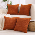 All Smiles Fall Decorative Throw Pillow Covers 20X20 Set Of 4 Rust Thanksgiving Farmhouse Home Corduroy Square Cushion Case For