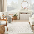Nourison Versatile Indoor/Outdoor Ivory/White 6' X 9' Area -Rug, Easy -Cleaning, Non Shedding, Bed Room, Living Room, Dining Roo