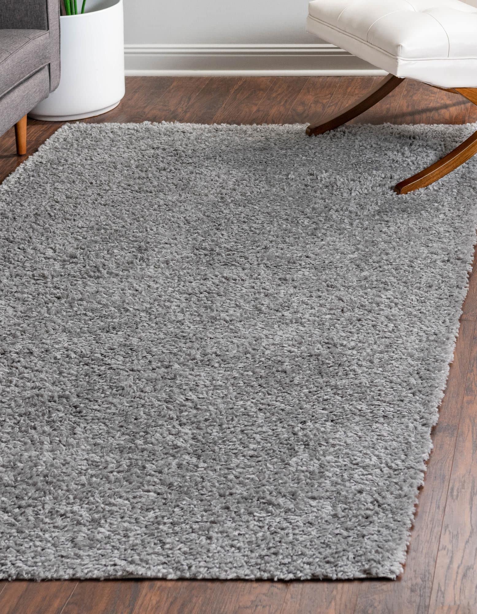 Rugs.com Zermatt Shag Collection Rug - 8 x 10 Sterling Shag Rug Perfect for Living Rooms, Large Dining Rooms, Open Floorplans