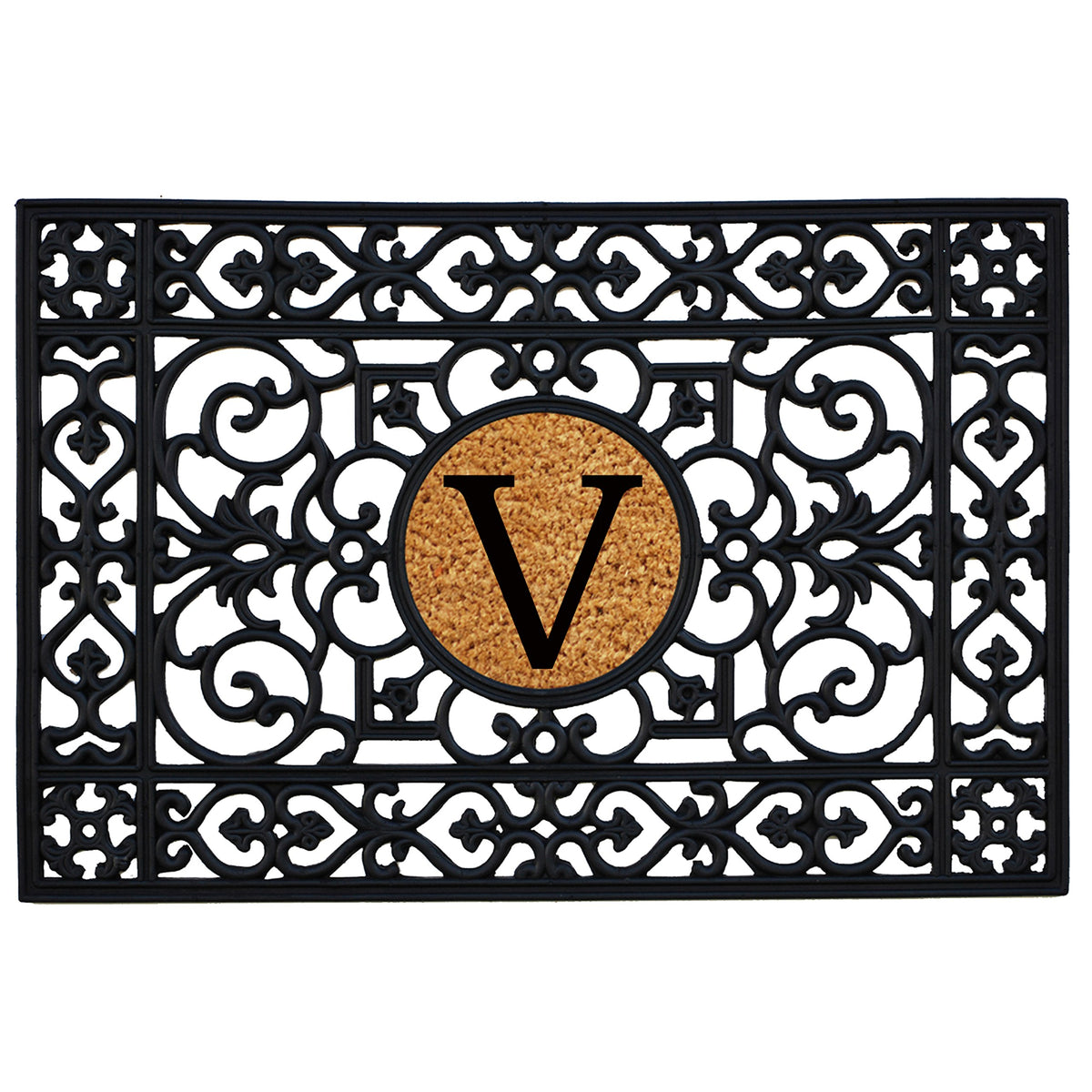 Calloway Mills 160012436V Rubber Monogram Insert Doormat, 2' X 3' (Letter V)