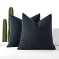 Romandeco Boucle Decorative Throw Pillow Covers For Couch Set Of 2, 16X16 Inches, Navy Blue