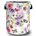 Floral Butterfly Laundry Hamper Oxford Cloth Foldable Basket 18.9x16.5 Inch
