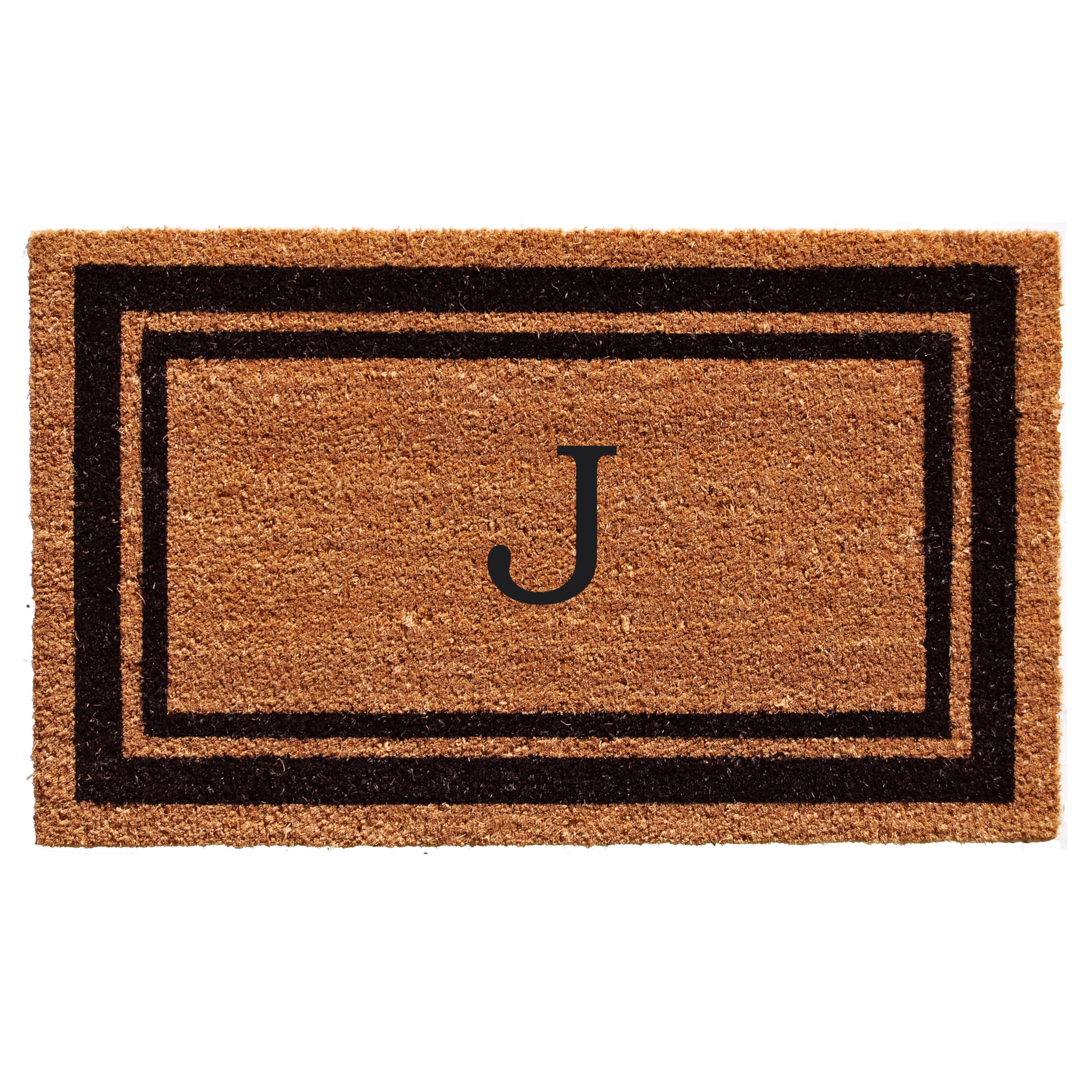 Calloway Mills 152961830J Black Border 18' X 30' Monogram Doormat, (Letter J)