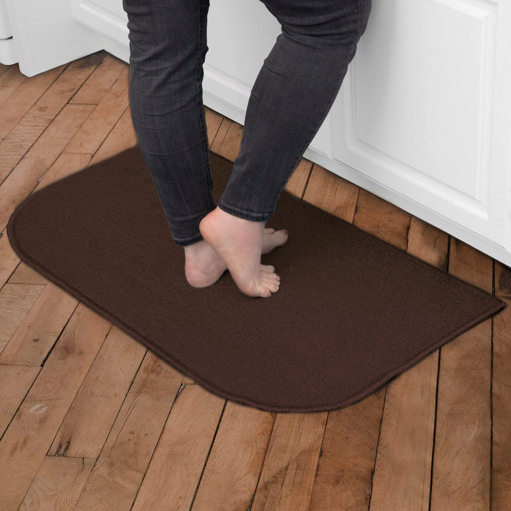 Ritz Solid Accent Rug: 18'' x 30'' Stain Resistant Kitchen or Living Room Floor Mat - Non-Slip Latex Backing, Machine Washable, 