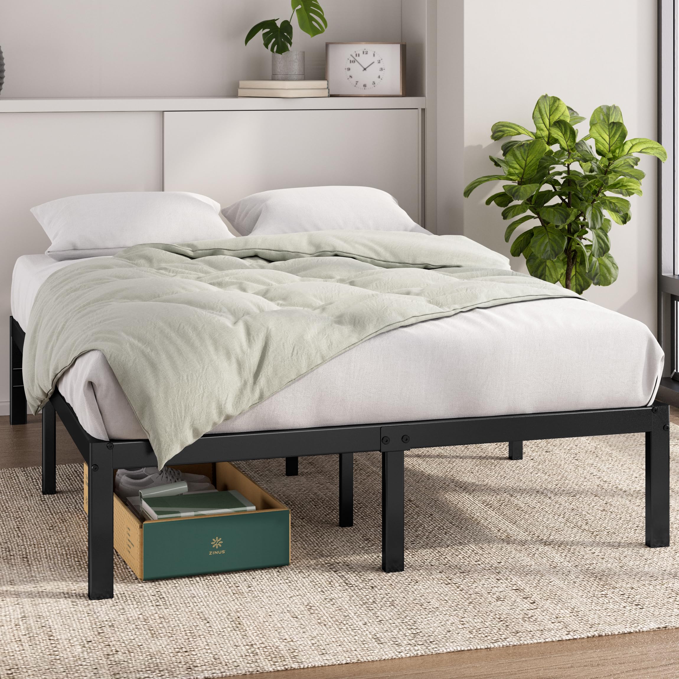 Zinus 14 Inch Elias Metal Platform Bed Frame, Steel Support, No Box Spring Needed, Easy Assembly, Queen