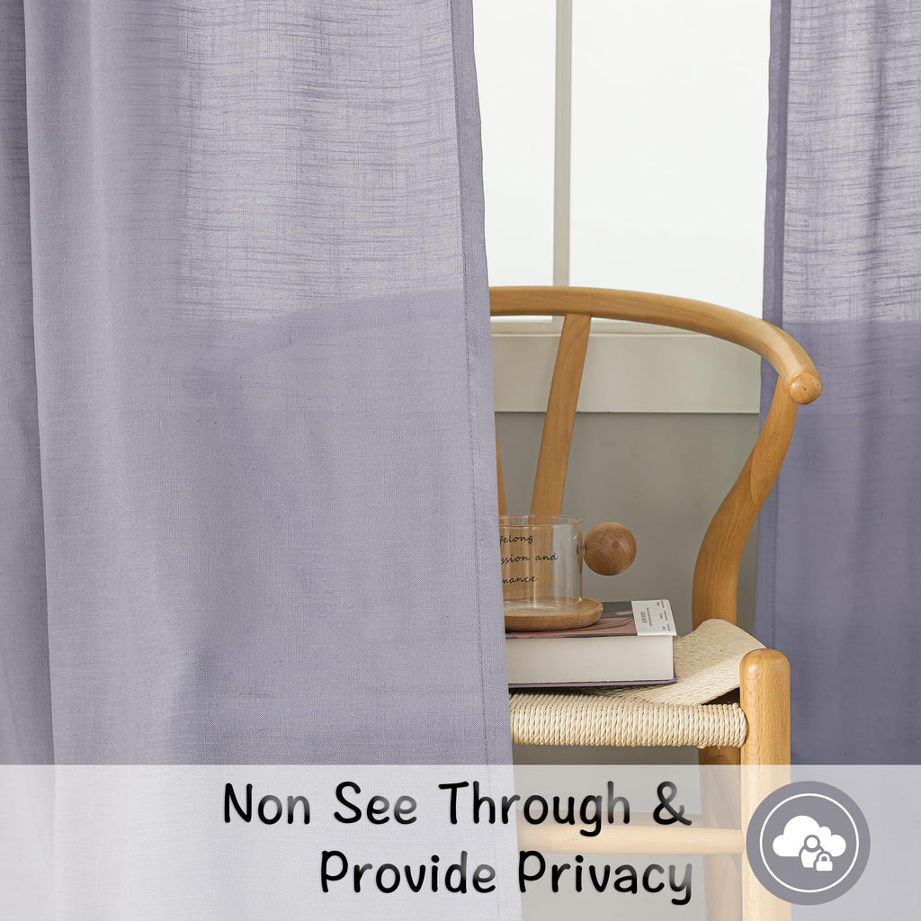Light Purple Linen Back Tab Curtains 102 Inches Long 2 Panels Set For High Windows - Rustic Hooks Belt Pinch Pleated Look Easy Sliding Curtains Pocket Light Filtering Semi Privacy Drapres Lavender