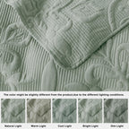 B2Ever Damask Quilt Queen Size Bedding Sets With Pillow Shams, Boho Lightweight Soft Bedspread Coverlet, Sage Green Quilted Blan