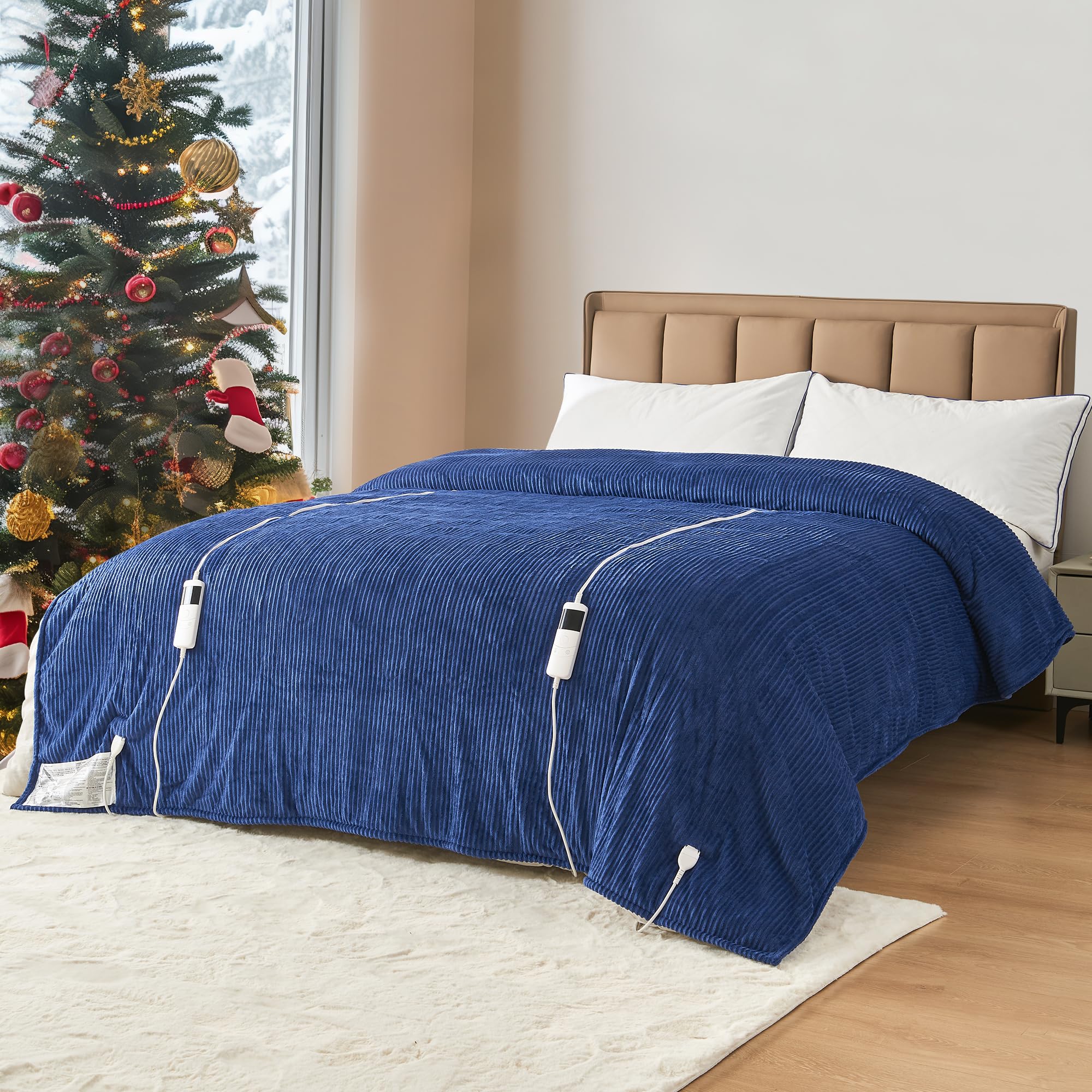 Bafode Heated Blanket Queen, 84'X90' Electric Blanket With Dual Control, Flannel & Sherpa Heating Blanket With 10 Heating Leve