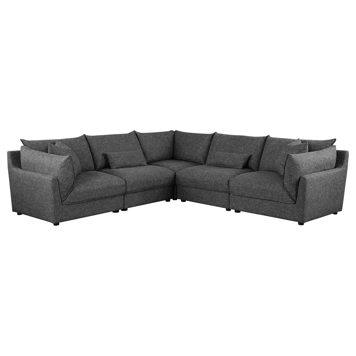 Coaster Sasha 5-Piece Sectional, Barely Black