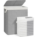 STORAGE MANIAC Double Laundry Hamper with Lid, 140L Tall Metal Frame Laundry Baskets with Removeable Bag, Large Clothes Hamper w