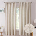 Tollpiz Short Linen Curtains Living Room Rod Pocket Semi Sheer Curtain Burlap Light Filtering Thick Linen Drapes for Bedroom, 54
