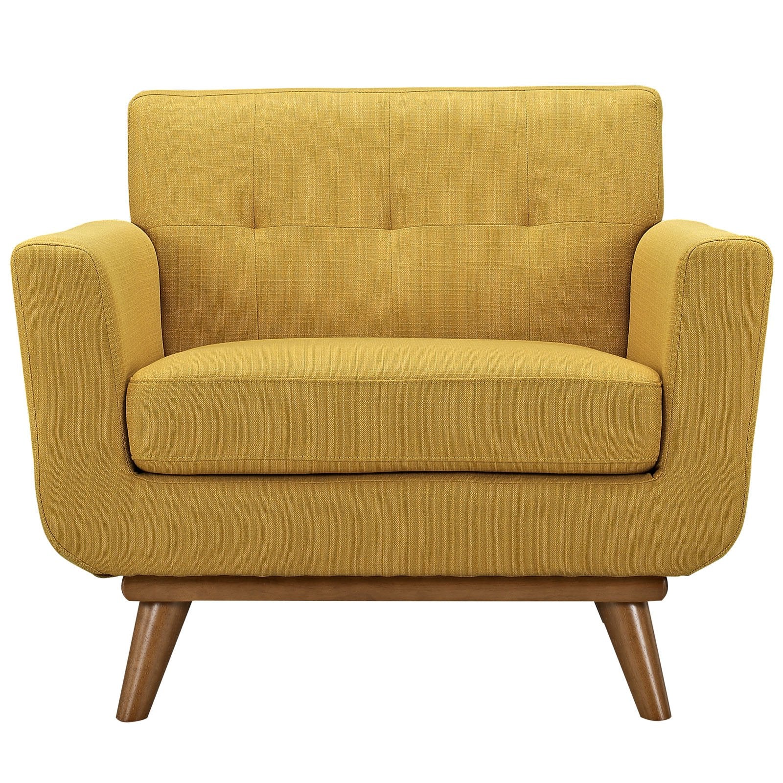Modway Engage Mid-Century Modern Upholstered Fabric Accent Arm Lounge Chair In Citrus, Armchair