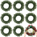 Zeyune 8 Pcs Christmas DIY Green Wreath 14 Inch Artificial Christmas Wreaths Faux Plain Wreaths for Decorating Front Door Window