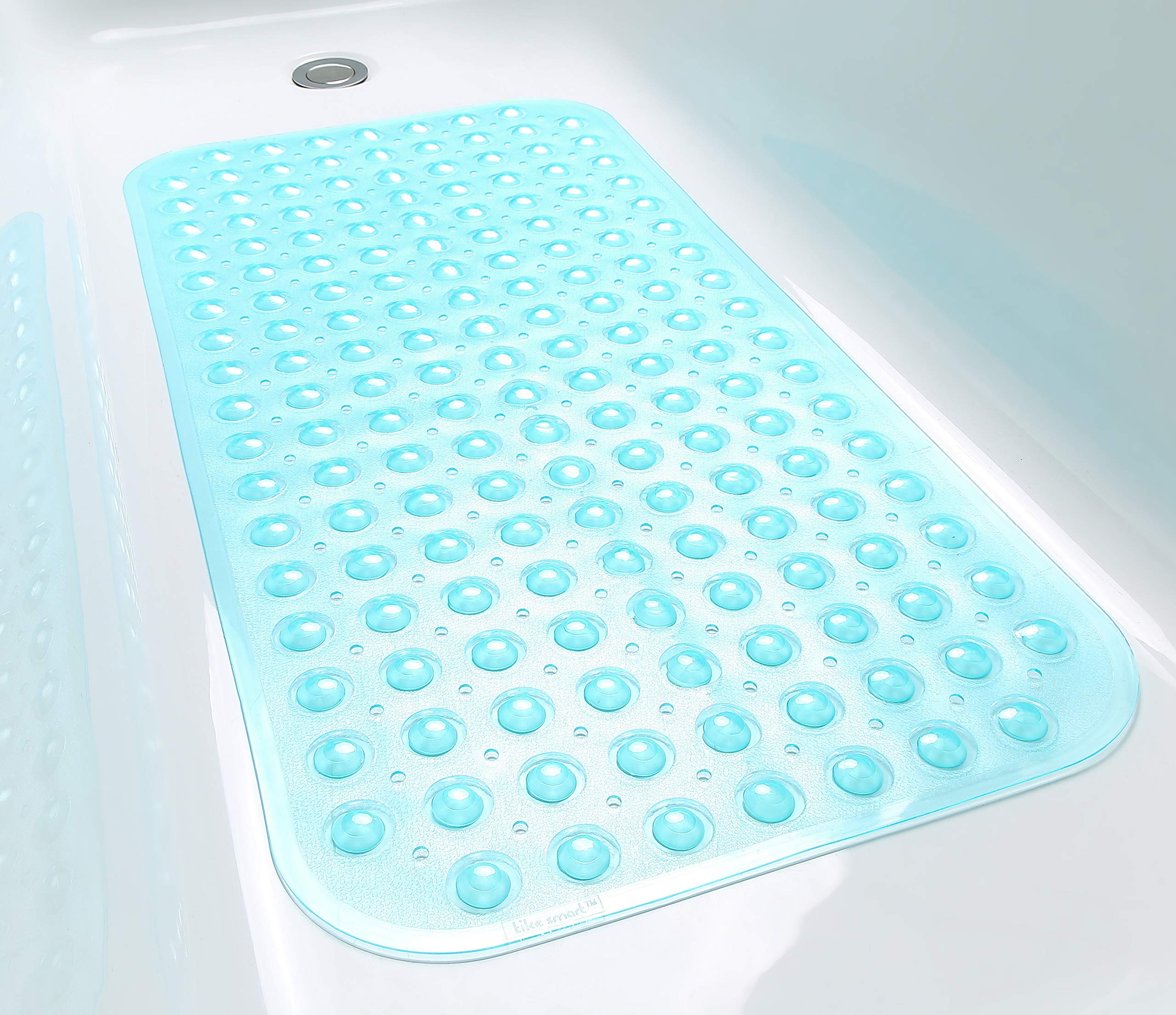 Tike Smart Large Non-Slip Bathtub & Shower Mat 31 Inch X16 Inch (Smooth/Non-Textured Tubs Only) Safe, Clean, Machine-Washable, S