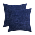 Calitime Pack Of 2 Cozy Throw Pillow Covers Cases For Couch Sofa Home Decoration Solid Dyed Soft Chenille 22 X 22 Inches Navy Bl