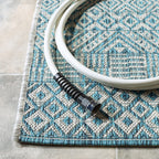 Safavieh Courtyard Collection 6'7' X 9'6' Grey/Aqua Cy8235 Indoor/-Outdoor Waterproof Easy-Cleaning Patio Backyard Mudroom Area-Rug