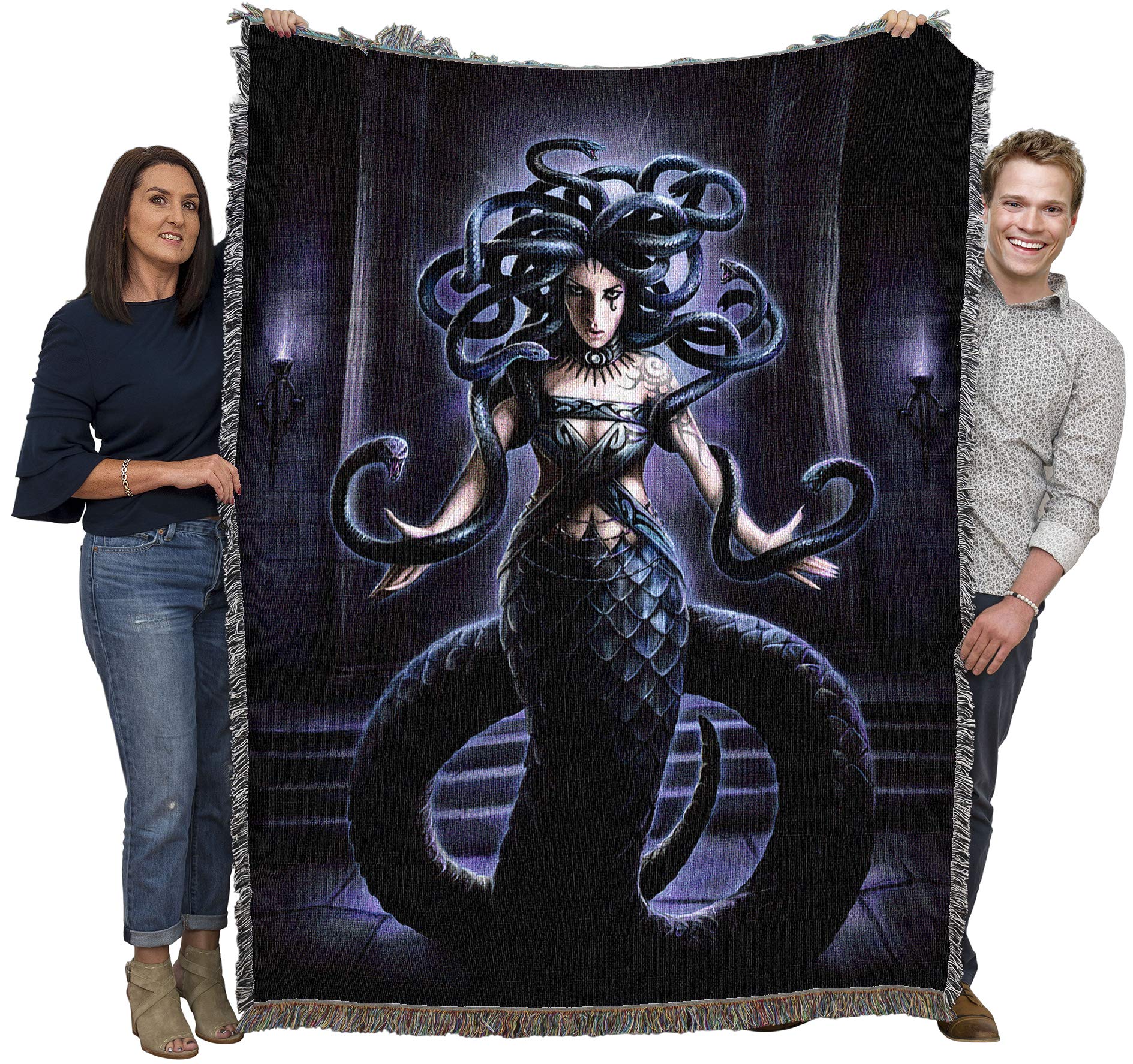 Pure Country Weavers Serpents Spell Medusa Blanket By Anne Stokes Gothic Collection - Gift Fantasy Tapestry Throw Woven From Cot