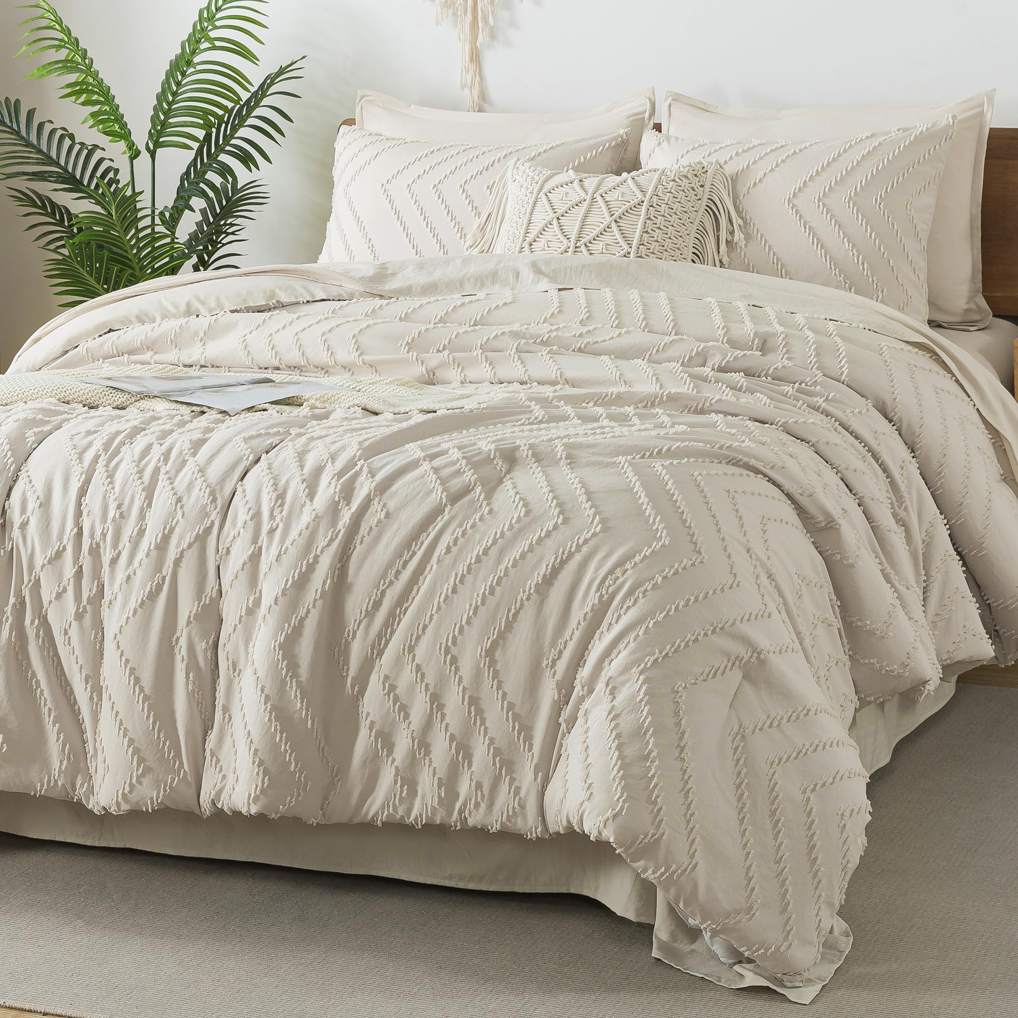 Litanika Grayish Teal Queen Size Comforter Set With Sheets - 7 Pieces Bed In A Bag Queen Boho Tufted Complete Beddding Sets With