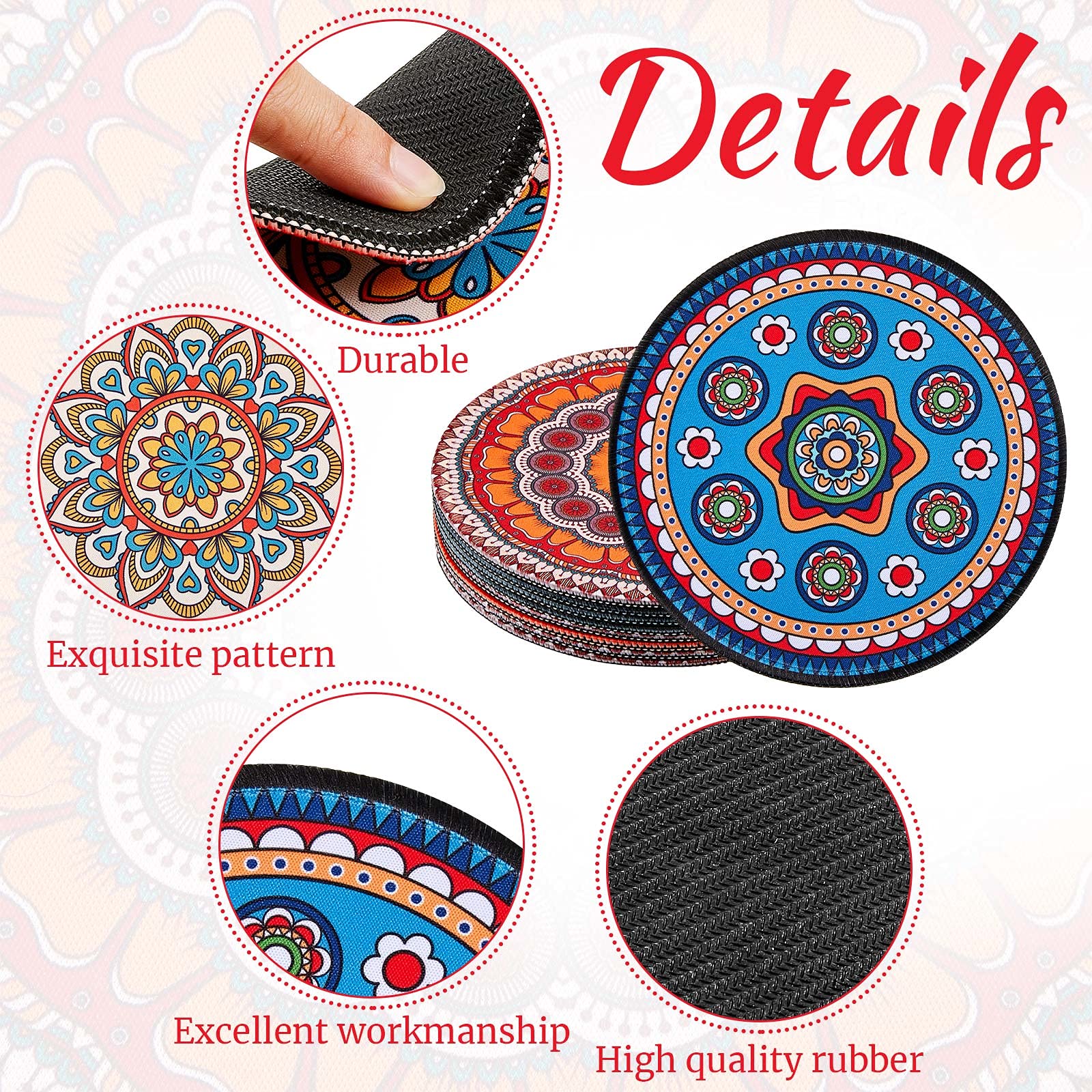 6 Pcs Boho Plant Pot Mat Absorbent Non Slip Round Pot Coaster Pad Gardening Indoor Outdoor Flower Plant Protect For Table Desk Floor, 5.9 Inches