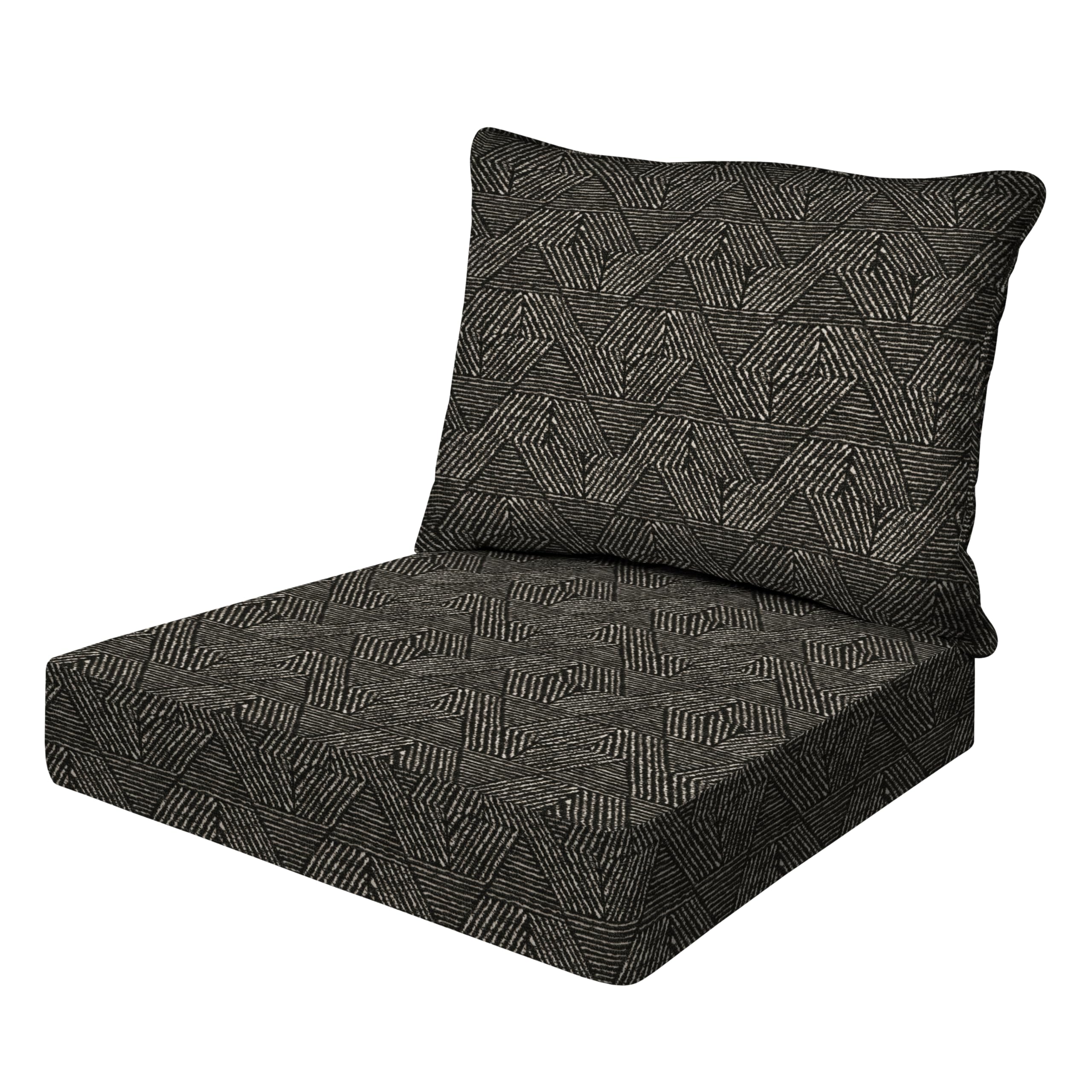 Honeycomb Essentials Outdoor Deep Seating Cushion, 24    X 24   , Zaire Black Patio Chair Cushion